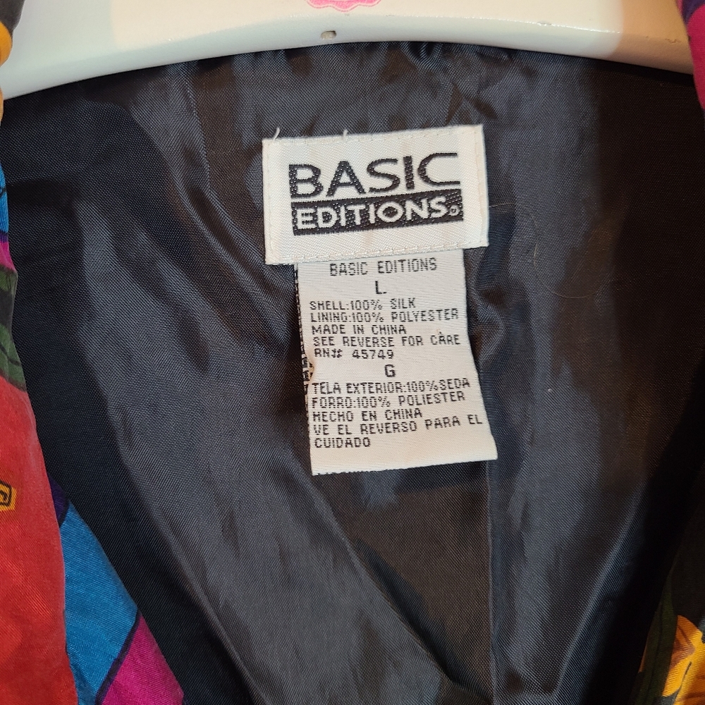 Vtg Basic Editions 100% Silk Multicolor Bomber Ja… - image 6
